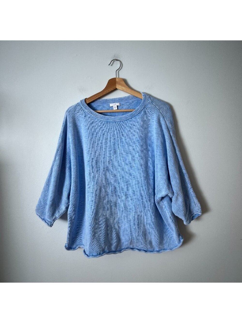 J. Jill Blue Lightweight Cotton 3/4 Sleeve Sweater Women's Plus Size 2X
